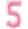 PartyDeco Foliový balón číslo 5, 86cm pink