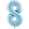 PartyDeco Foliový balón číslo 8, 86cm light blue