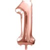 PartyDeco Foliový balón číslo 1, 86cm rose zlatý