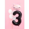PartyDeco Foliový balón číslo 3, 86cm černý