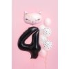 PartyDeco Foliový balón číslo 4, 86cm černý