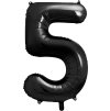 PartyDeco Foliový balón číslo 5, 86cm černý
