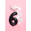PartyDeco Foliový balón číslo 6, 86cm černý