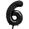 PartyDeco Foliový balón číslo 6, 86cm černý