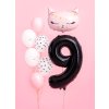 PartyDeco Foliový balón číslo 9, 86cm černý