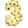 PartyDeco Foliový balón číslo 3 - Gepard 68x98 cm mix