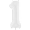 PartyDeco Foliový balón číslo 1, 86 cm bílý