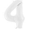 PartyDeco Foliový balón číslo 4, 86 cm bílý