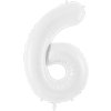 PartyDeco Foliový balón číslo 6, 86 cm bílý
