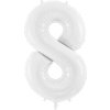 PartyDeco Foliový balón číslo 8, 86 cm bílý