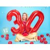 PartyDeco Foliový balón číslo 0, 86cm červený