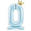 PartyDeco Stojící foliový balón číslo 0 84cm nebesky modrá