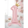 PartyDeco Stojící foliový balón číslo 1 84 cm světle růžová