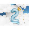 PartyDeco Stojící foliový balón číslo 2 84 cm nebesky modrá