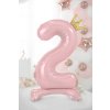 PartyDeco Stojící foliový balón číslo 2 84 cm světle růžová