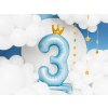 PartyDeco Stojící foliový balón číslo 3 84cm nebesky modrá