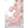 PartyDeco Standing foil balón číslo 3 84 cm light pink