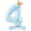 PartyDeco Stojící foliový balón číslo 4 84cm nebesky modrá