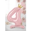 PartyDeco Stojící foliový balón číslo 4 84cm světle růžová