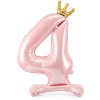 PartyDeco Stojící foliový balón číslo 4 84cm světle růžová