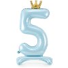 PartyDeco Stojící foliový balón číslo 5 84cm nebesky modrá