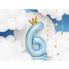 PartyDeco Stojící foliový balón číslo 6 84cm nebesky modrá