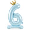PartyDeco Stojící foliový balón číslo 6 84cm nebesky modrá