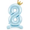 PartyDeco Stojící foliový balón číslo 8 84cm nebesky modrá