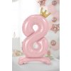 PartyDeco Stojící foliový balón číslo 8 84cm světle růžová
