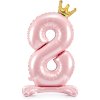 PartyDeco Stojící foliový balón číslo 8 84cm světle růžová