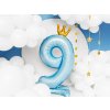 PartyDeco Stojící foliový balón číslo 9 84cm nebesky modrá