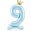 PartyDeco Stojící foliový balón číslo 9 84cm nebesky modrá