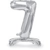 PartyDeco Stojící foliový balón číslo 7 70cm stříbrný
