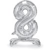 PartyDeco Stojící foliový balón číslo 8 70cm stříbrný