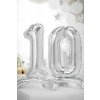 PartyDeco Stojící foliový balón číslo 0 70cm stříbrný