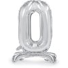 PartyDeco Stojící foliový balón číslo 0 70cm stříbrný