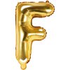 PartyDeco Foliový balón písmeno F 35cm zlatý