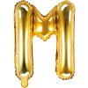 PartyDeco Foliový balón písmeno M 35cm zlatý