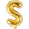 PartyDeco Foliový balón písmeno S 35cm zlatý