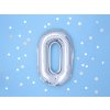 PartyDeco Foliový balón číslo 0, 35cm stříbrný