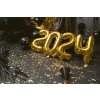 PartyDeco Foliový balón číslo 0, 35cm zlatý