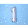 PartyDeco Foliový balón číslo 1 35cm stříbrný