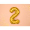 PartyDeco Foliový balón číslo 2, 35cm zlatý