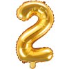 PartyDeco Foliový balón číslo 2, 35cm zlatý