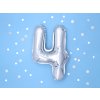 PartyDeco Foliový balón číslo 4, 35cm stříbrný