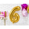 PartyDeco Foliový balón číslo 6, 35cm zlatý