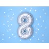 PartyDeco Foliový balón číslo 8, 35cm stříbrný