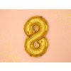 PartyDeco Foliový balón číslo 8, 35cm zlatý