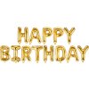 PartyDeco Foliový balón Happy Birthday 340x35cm zlatý