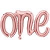 PartyDeco Foliový balón One 66x37cm rose zlatý
